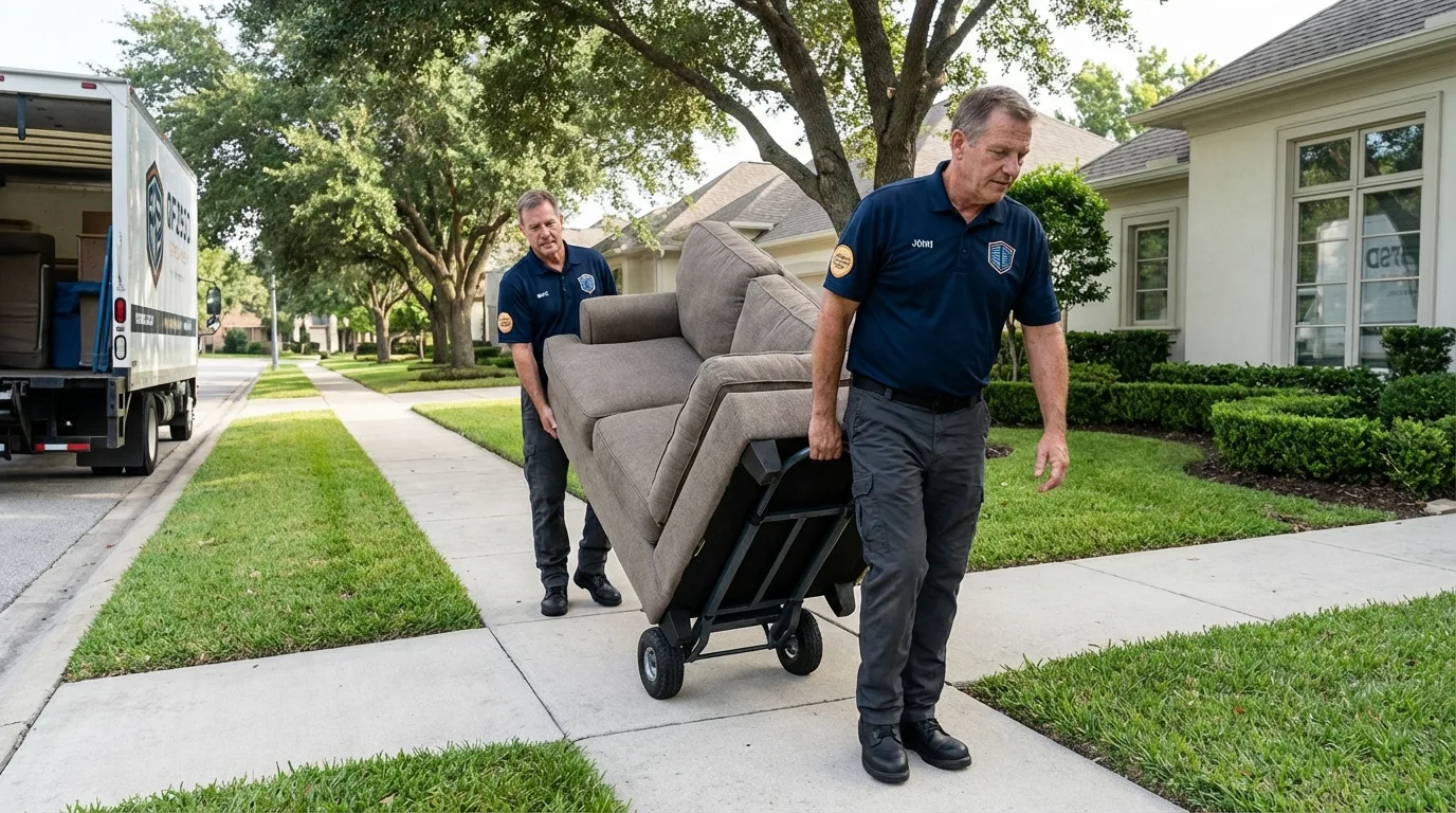 Local residential moving crew loading furniture in Satanta, KS